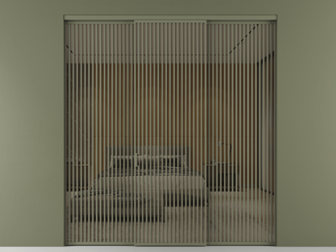 Перегородка Формато внутри проёма 3 створки АЛПР 040.06 Алюминий оливковый тёмный Рефлективное бронзовое стекло "Стопсол", калёное Цена 890490 сом | Volhovec