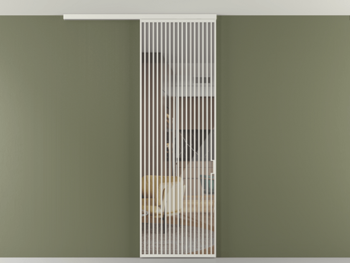 Перегородка Формато вдоль стены на потолок 1 створка АЛПР 040.06 Алюминий серый Рефлективное прозрачное стекло "Стопсол", калёное Цена 281920 сом | Volhovec