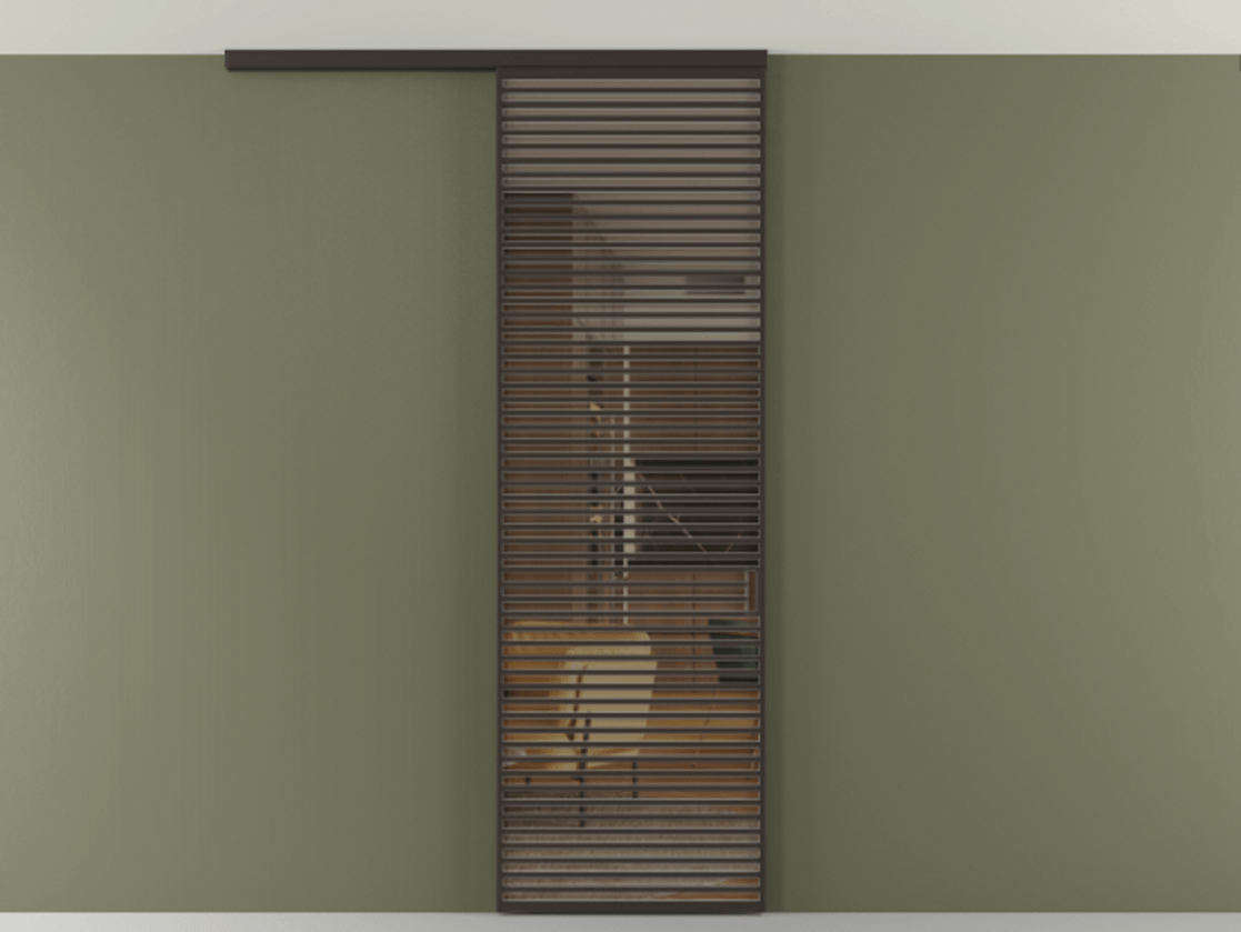 Перегородка Формато вдоль стены на потолок 1 створка АЛПР 040.07 Алюминий антрацит Прозрачное бронзовое стекло, триплекс Цена 272600 сом | Volhovec