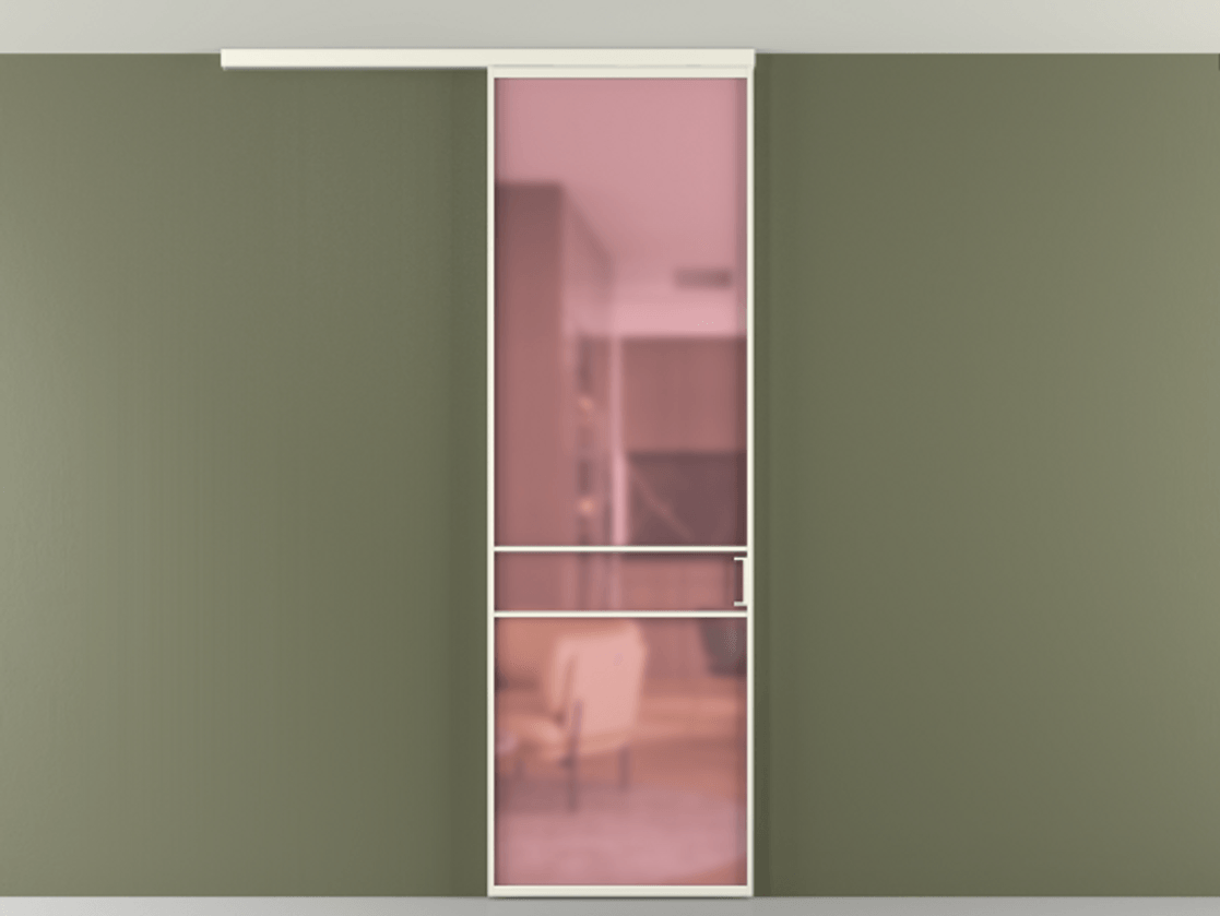 Перегородка Формато вдоль стены на потолок 1 створка АЛПР 040.02 Алюминий жемчужный Сатинированное розовое стекло, триплекс Цена 141020 сом | Volhovec