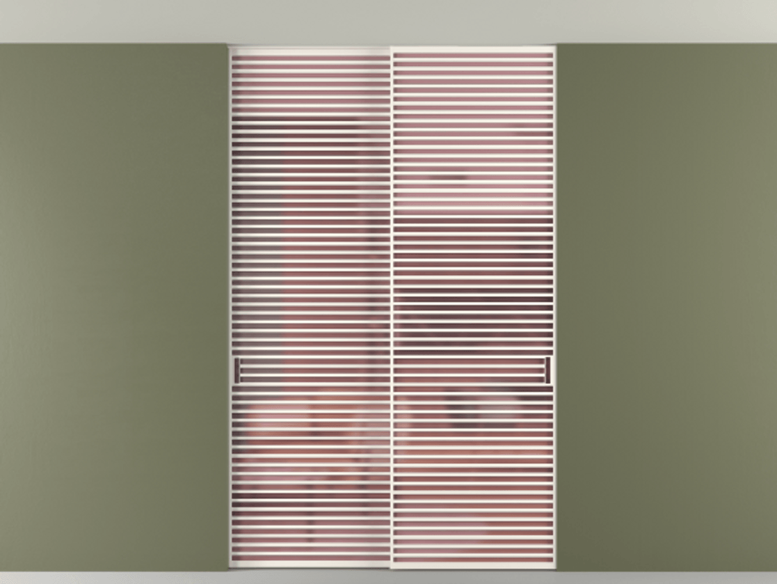 Перегородка Formato внутри проёма скрытое крепление в потолок 2 створки АЛПР 040.07 Алюминий пудровый белый Сатинированное розовое стекло, триплекс Цена 596840 сом | Volhovec