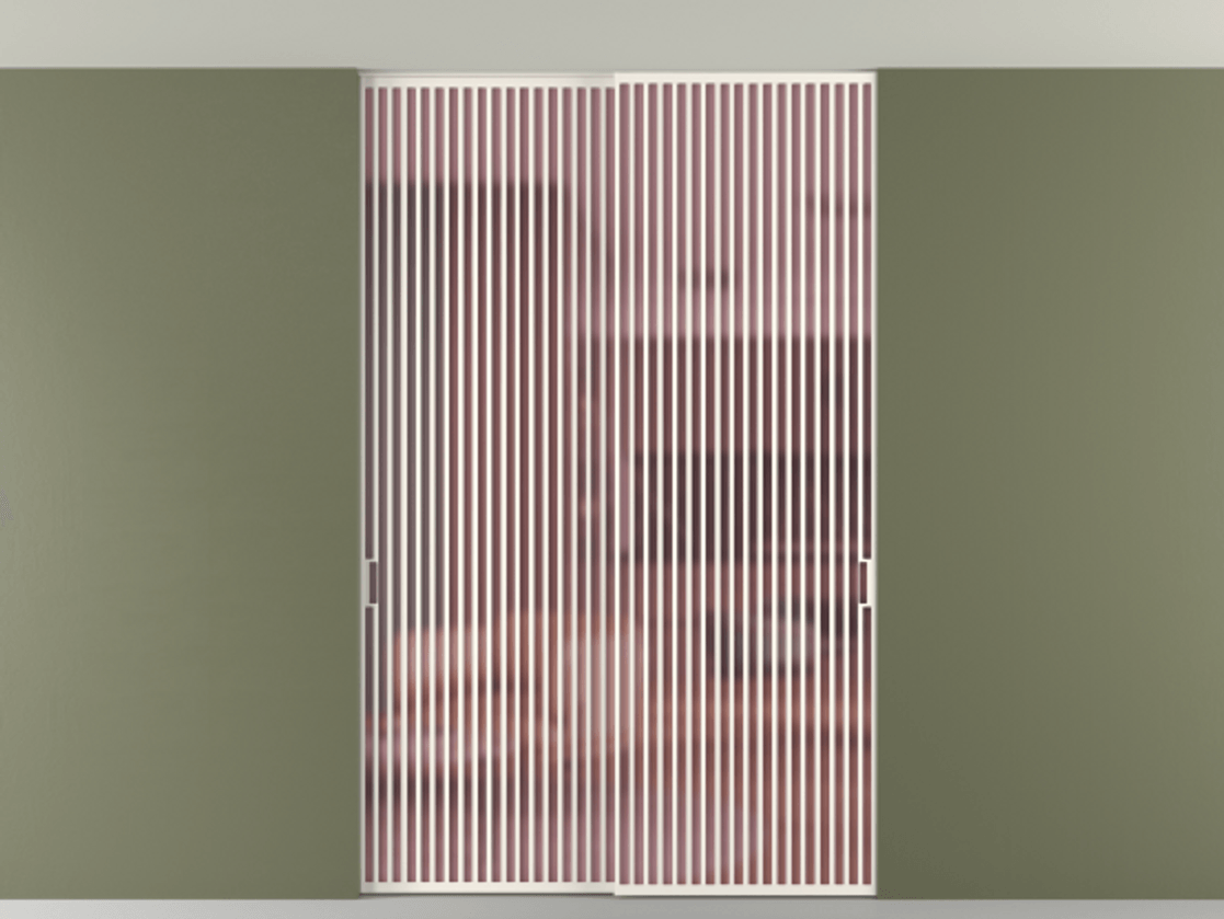 Перегородка Formato внутри проёма скрытое крепление в потолок 2 створки АЛПР 040.06 Алюминий пудровый белый Сатинированное розовое стекло, триплекс Цена 596840 сом | Volhovec