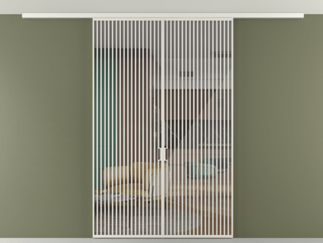 Перегородка Формато вдоль стены на потолок 2 створки АЛПР 040.06 Алюминий серый Рефлективное прозрачное стекло "Стопсол", калёное Цена 553510 сом | Volhovec