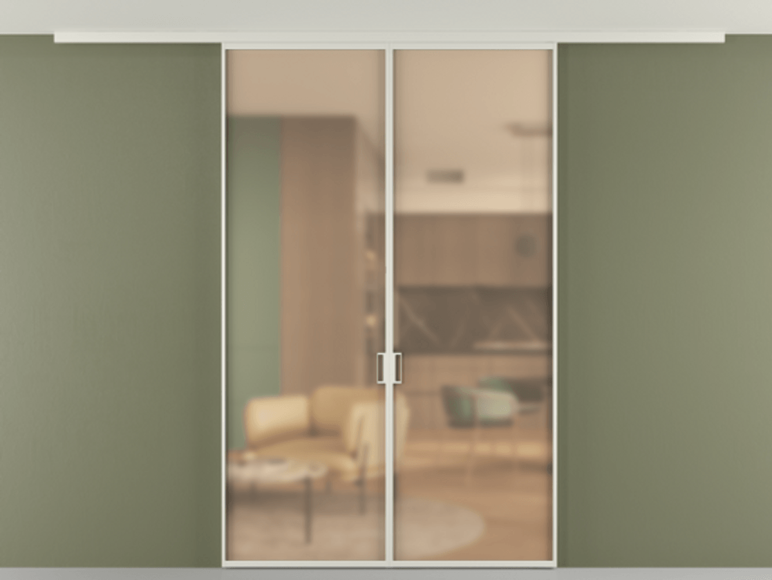 Перегородка Формато вдоль стены на потолок 2 створки АЛПР 040.01 Алюминий Белый Сатинированное оранжевое стекло, триплекс Цена 248970 сом | Volhovec