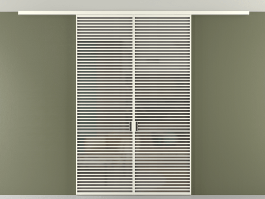 Перегородка Формато вдоль стены на потолок 2 створки АЛПР 040.07 Алюминий жемчужный Сатинированное серое стекло, триплекс Цена 534870 сом | Volhovec