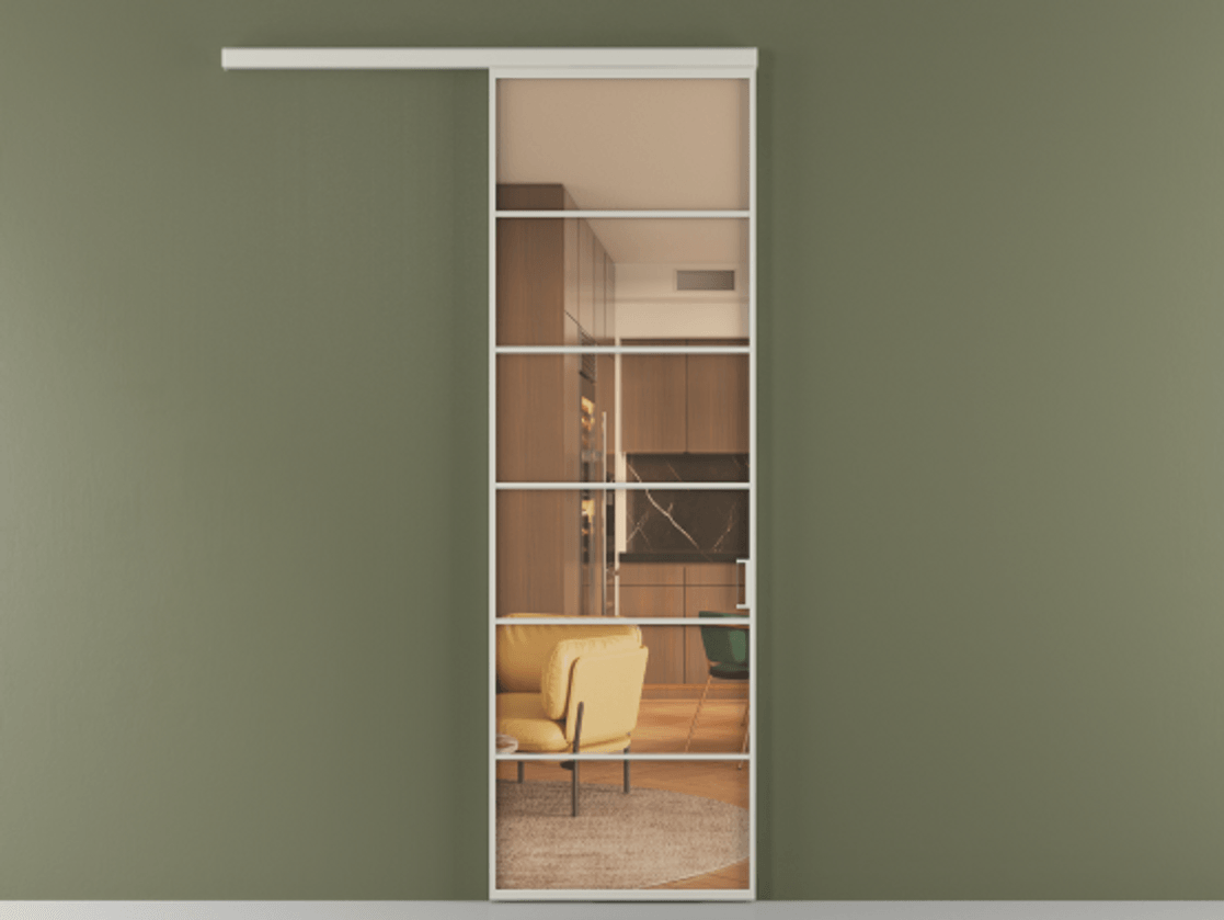 Перегородка Формато вдоль стены 1 створка АЛПР 040.04 Алюминий тёплый серый Прозрачное оранжевое стекло, триплекс Цена 163540 сом  | Volhovec