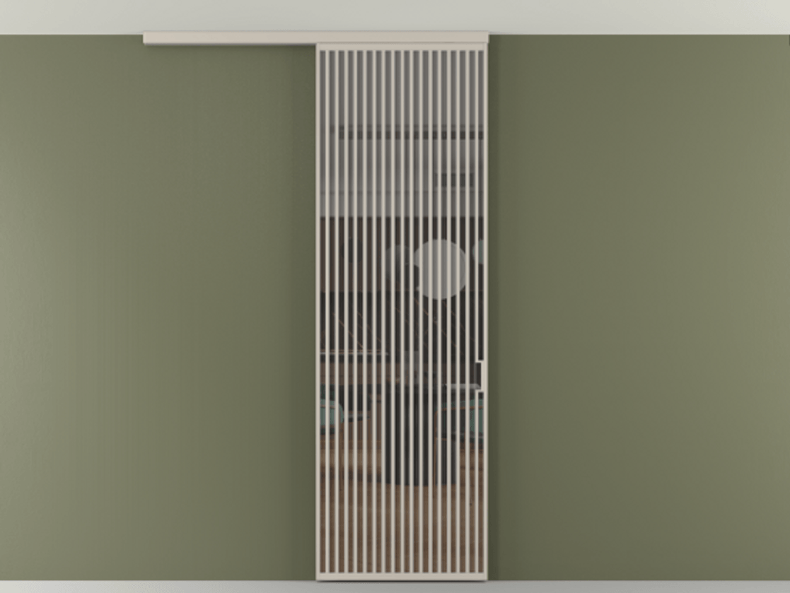 Перегородка Формато вдоль стены на потолок 1 створка АЛПР 040.06 Алюминий светло-бежевый Прозрачное серое стекло, триплекс Цена 272600 сом | Volhovec