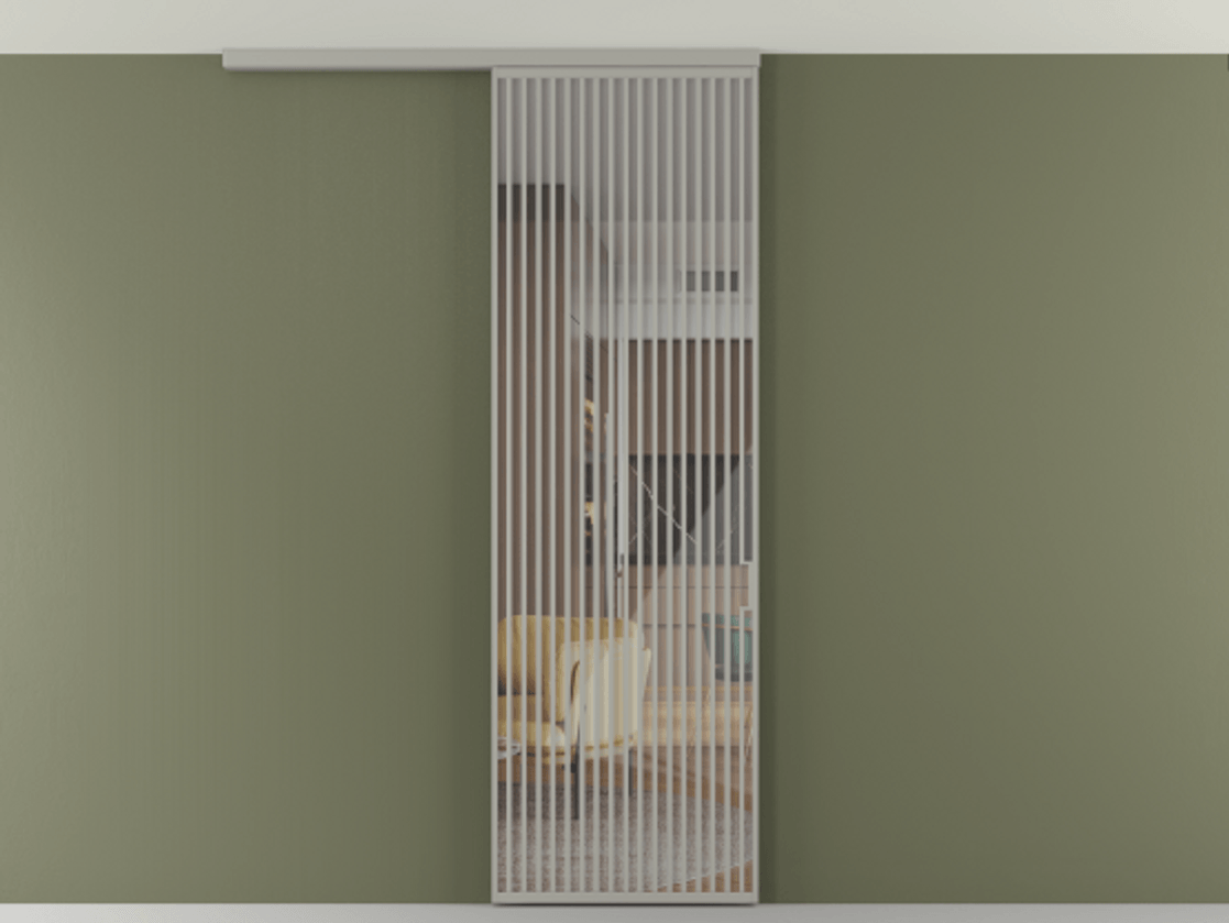 Перегородка Формато вдоль стены на потолок 1 створка АЛПР 040.06 Алюминий нейтральный серый Рефлективное прозрачное стекло "Стопсол", калёное Цена 281920 сом | Volhovec