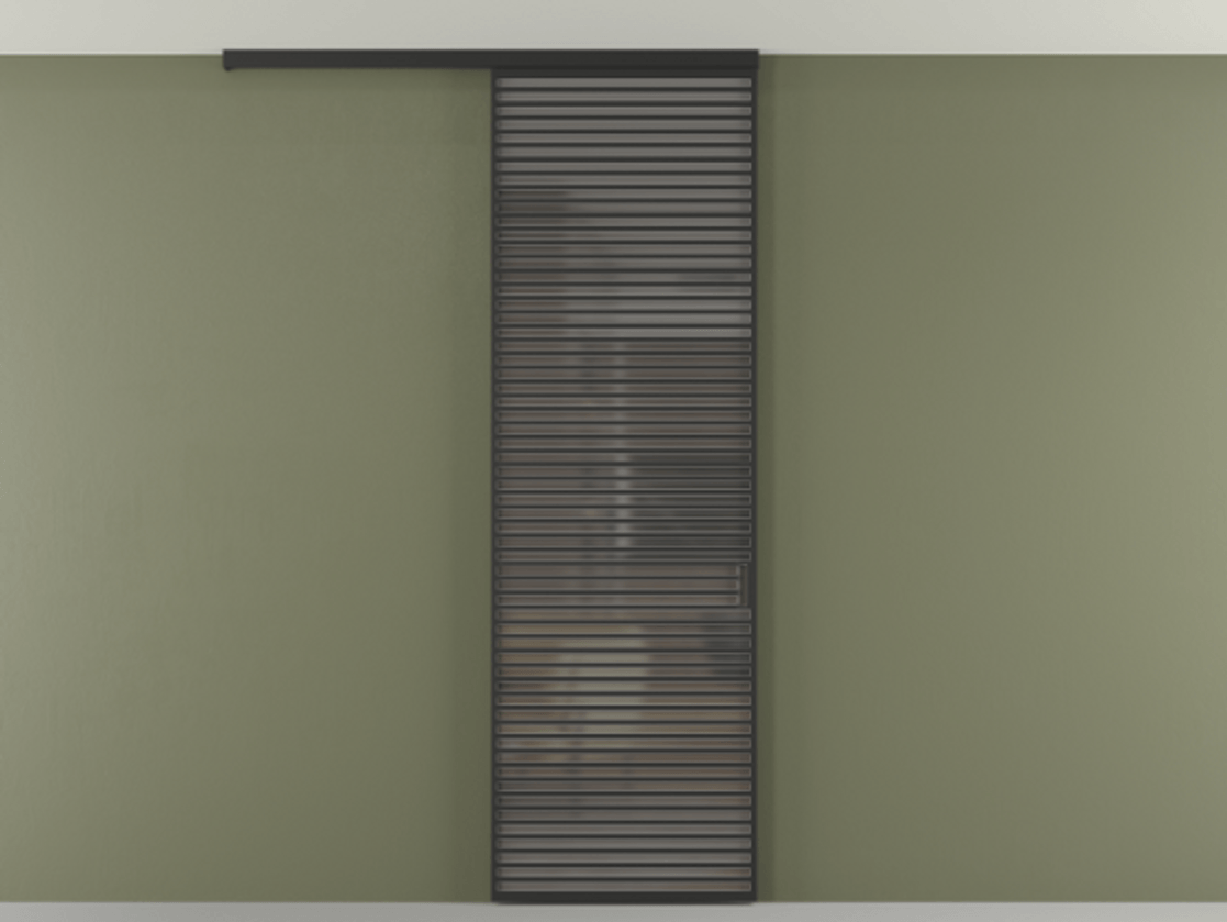 Перегородка Формато вдоль стены на потолок 1 створка АЛПР 040.07 Алюминий Черный Сатинированное серое стекло, триплекс Цена 247750 сом | Volhovec