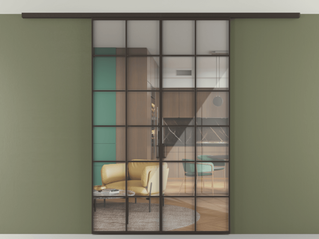 Перегородка Формато вдоль стены на потолок 2 створки АЛПР 040.05 Алюминий антрацит Рефлективное прозрачное стекло "Стопсол", калёное. Цена 322360 сом 1. Полотно 2 шт. (800/2100 мм)
2. Комплект установки раздвижной системы
3. Базовый комплект фурнитуры
4.Ручка Рондо. Фабрика дверей Волховец 8 (800) 551 43 19 Перегородка Формато вдоль стены на потолок 2 створки АЛПР 040.05 Алюминий антрацит Рефлективное прозрачное стекло "Стопсол", калёное Цена 322360 сом | Volhovec