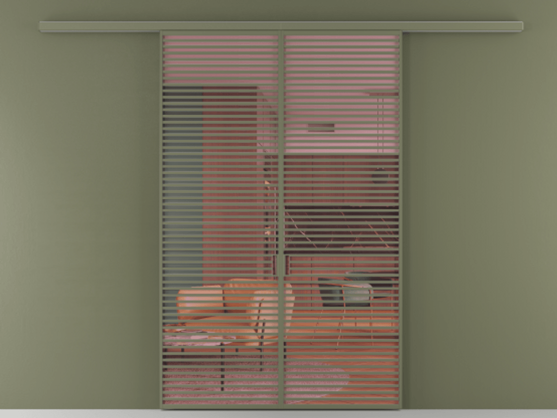 Перегородка Формато вдоль стены 2 створки АЛПР 040.07 Алюминий оливковый тёмный Прозрачное розовое стекло, триплекс Цена 498610 сом | Volhovec