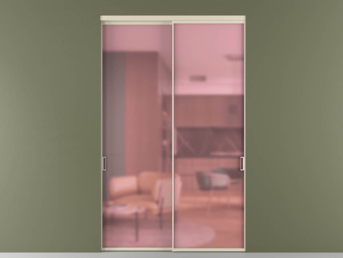 Перегородка Formato внутри проёма 2 створки АЛПР 040.01 Алюминий бежево-серый Сатинированное розовое стекло, триплекс Цена 657380 сом  | Volhovec