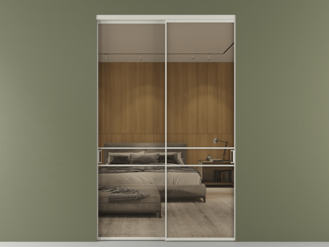 Перегородка Formato внутри проёма 2 створки АЛПР 040.02 Алюминий тёплый серый Рефлективное бронзовое стекло "Stopsol", калёное Цена 696400 сом  | Volhovec