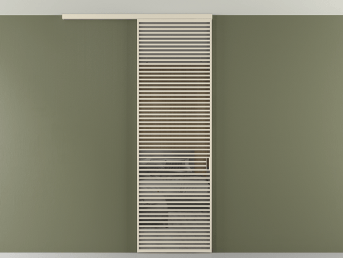 Перегородка Формато вдоль стены на потолок 1 створка АЛПР 040.07 Алюминий бежево-серый Рефлективное серое стекло "Стопсол", калёное Цена 339700 сом | Volhovec