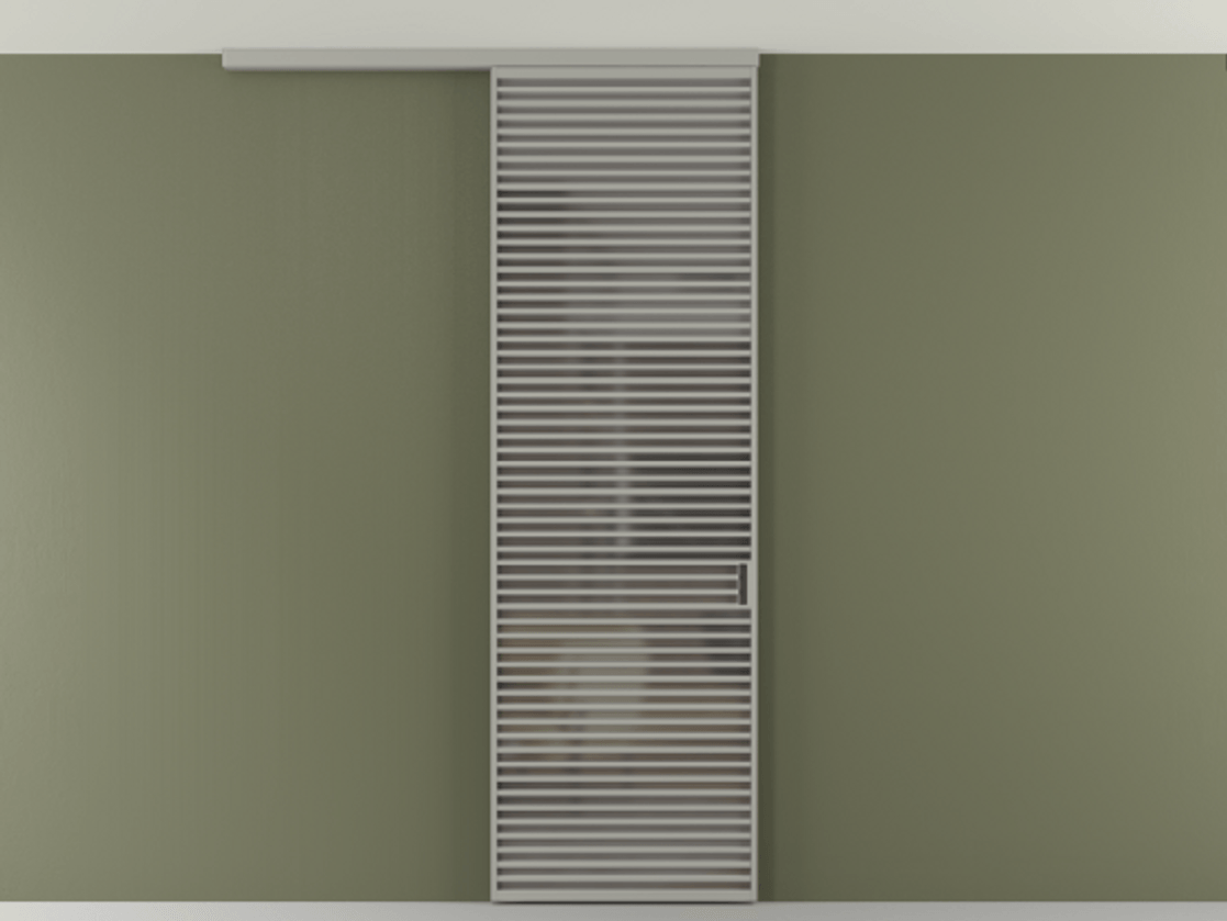 Перегородка Формато вдоль стены на потолок 1 створка АЛПР 040.07 Алюминий нейтральный серый Сатинированное серое стекло, триплекс Цена 272600 сом | Volhovec