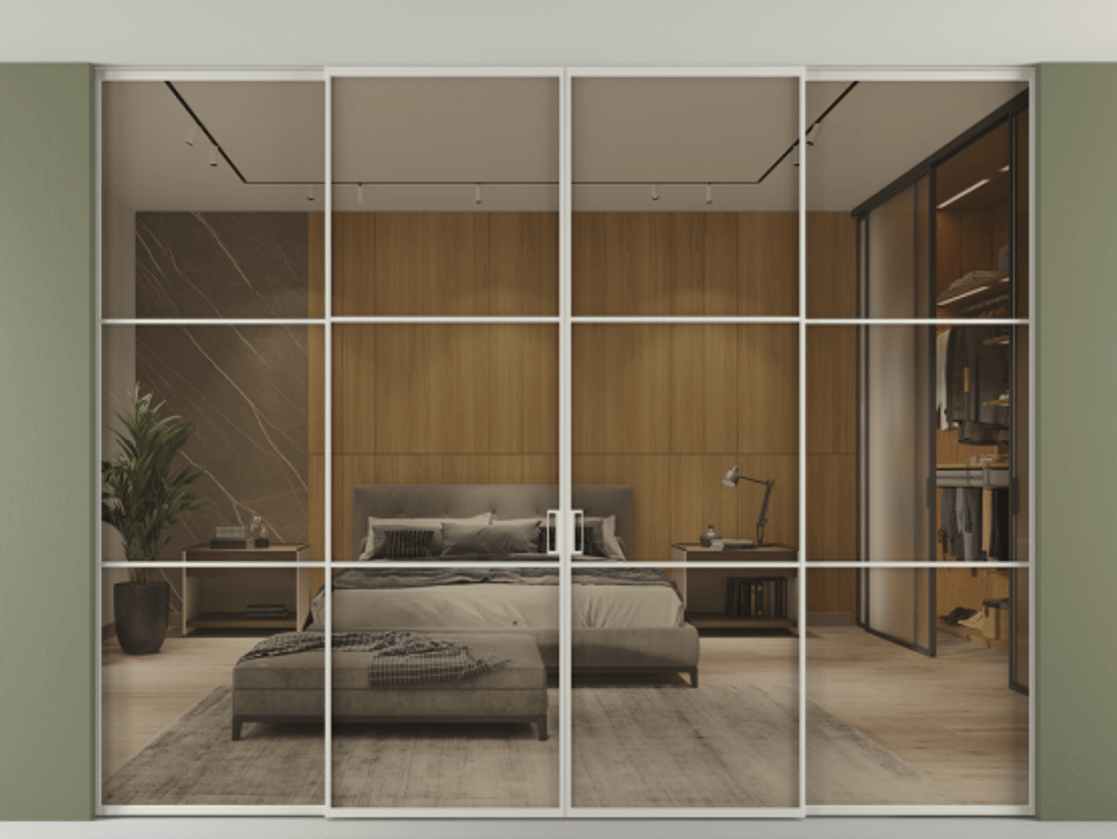 Перегородка Формато внутри проёма скрытое крепление в потолок 4 створки АЛПР 040.03 Алюминий тёплый серый Рефлективное бронзовое стекло "Стопсол", калёное. Цена 808280 сом 1. Полотно 4 шт. (800/2100 мм)
2. Комплект установки раздвижной системы
3. Базовый комплект фурнитуры
4.Ручка Рондо. Фабрика дверей Волховец 8 (800) 551 43 19 Перегородка Формато внутри проёма скрытое крепление в потолок 4 створки АЛПР 040.03 Алюминий тёплый серый Рефлективное бронзовое стекло "Стопсол", калёное Цена 808280 сом | Volhovec