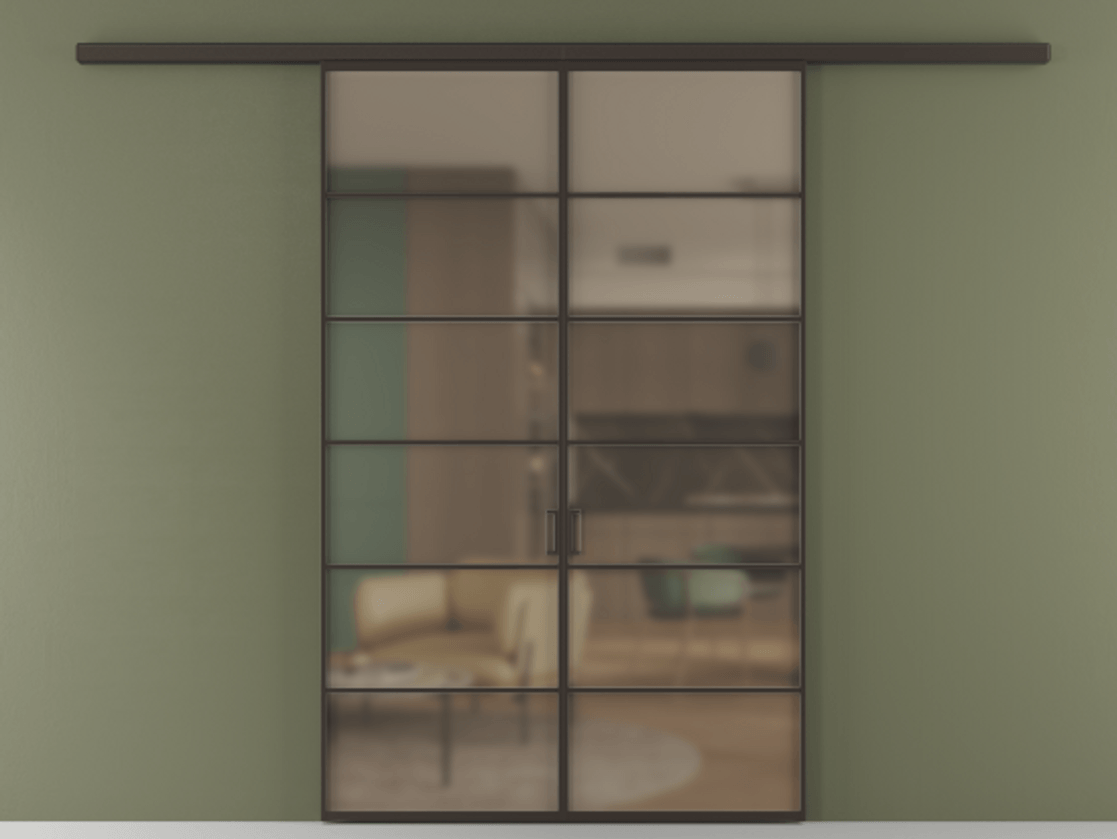 Перегородка Формато вдоль стены 2 створки АЛПР 040.04 Алюминий антрацит Сатинированное бронзовое стекло, триплекс Цена 301610 сом | Volhovec