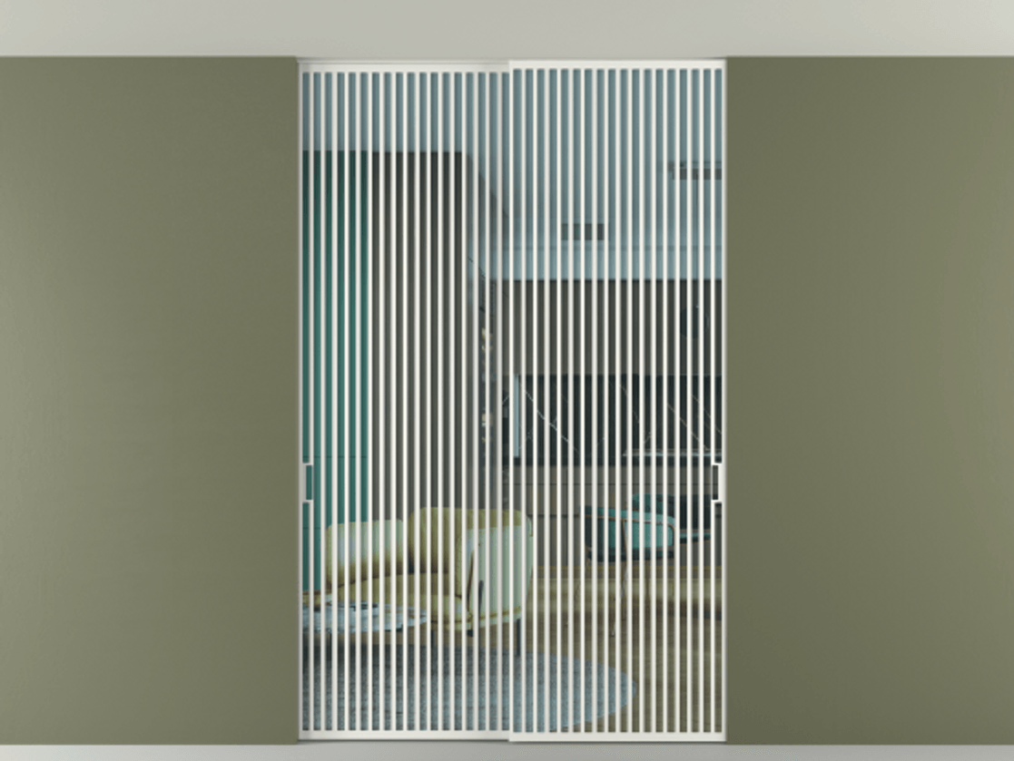 Перегородка Formato внутри проёма скрытое крепление в потолок 2 створки АЛПР 040.06 Алюминий светло-серый Прозрачное голубое стекло, триплекс Цена 596840 сом | Volhovec