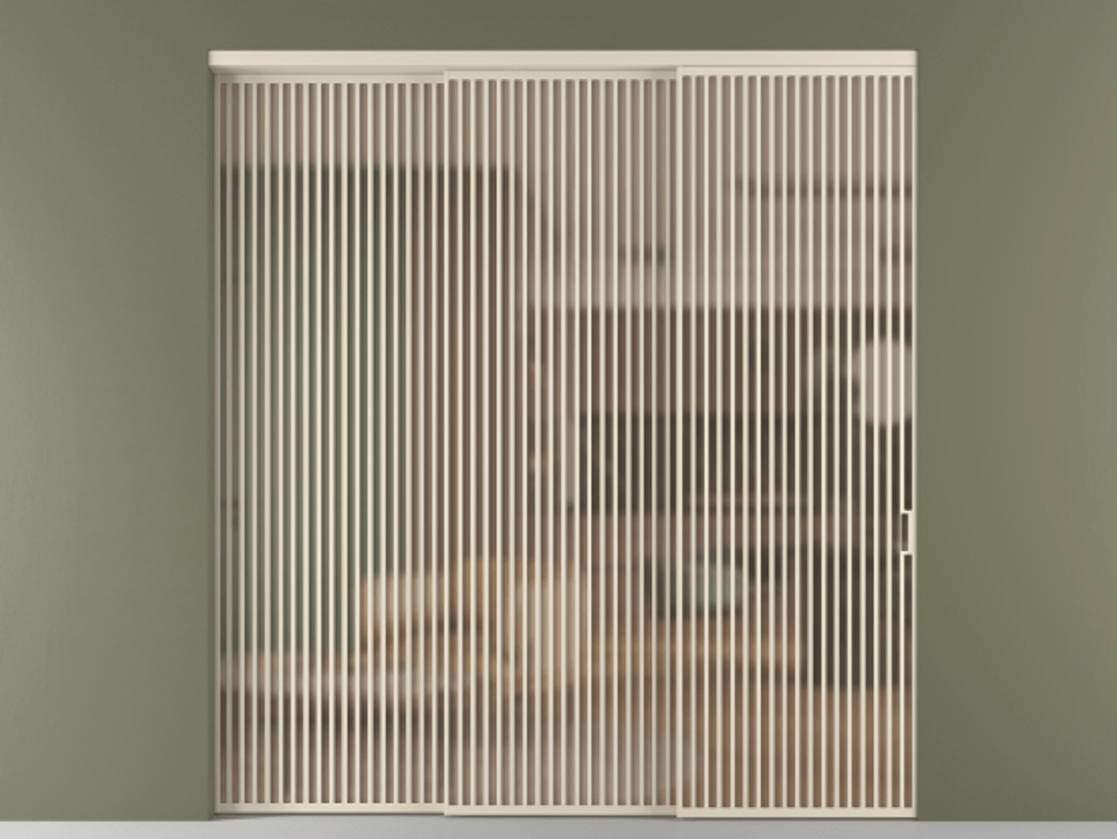 Перегородка Formato внутри проёма 3 створки с синхронным механизмом АЛПР 040.06 Алюминий бежево-серый Сатинированное оранжевое стекло, триплекс Цена 844100 сом  | Volhovec