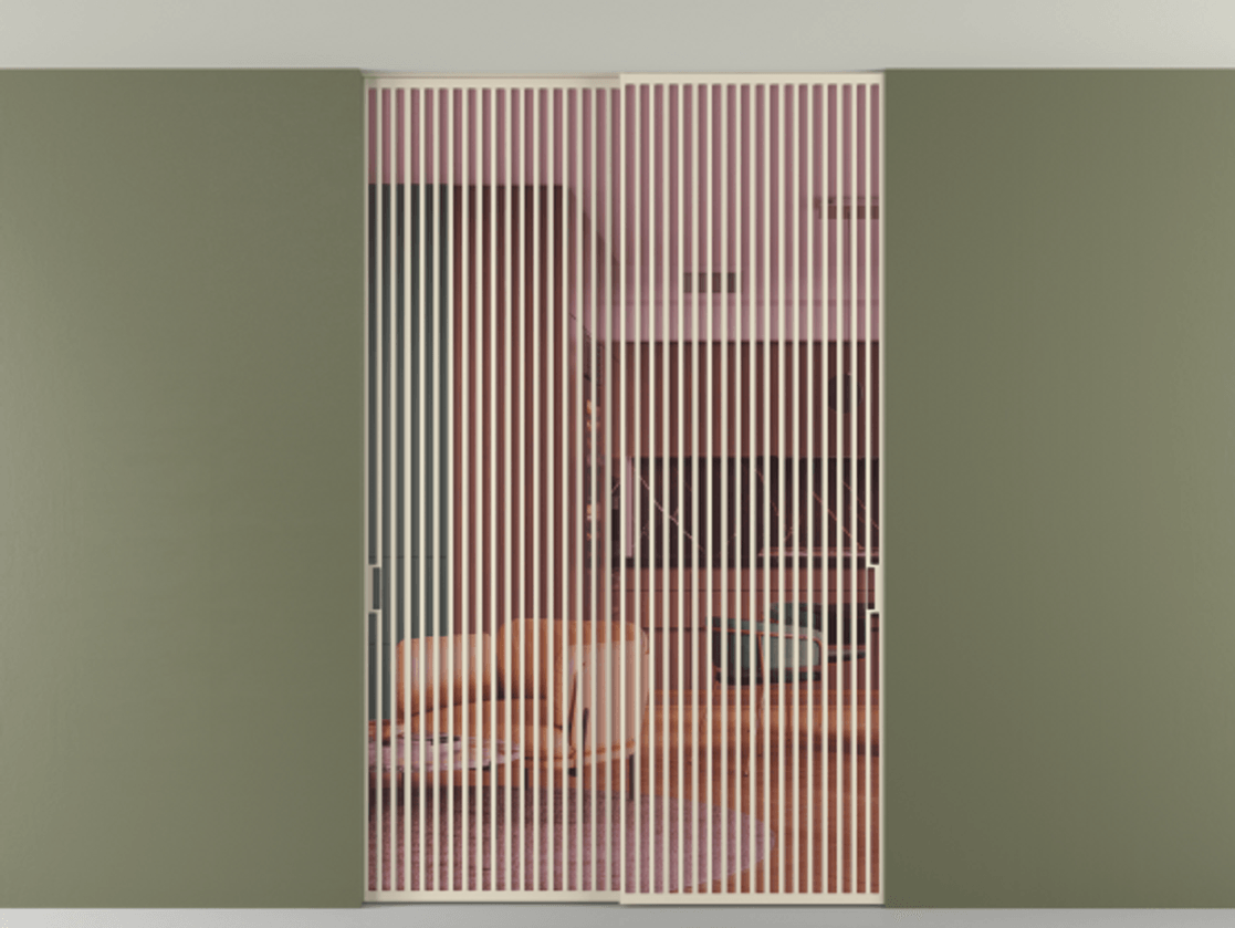 Перегородка Формато внутри проёма скрытое крепление в потолок 2 створки АЛПР 040.06 Алюминий бежево-серый Прозрачное розовое стекло, триплекс Цена 596840 сом | Volhovec