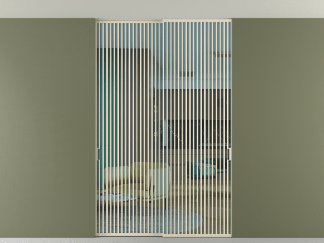 Перегородка Formato внутри проёма скрытое крепление в потолок 2 створки АЛПР 040.06 Алюминий бежево-серый Прозрачное голубое стекло, триплекс Цена 596840 сом | Volhovec