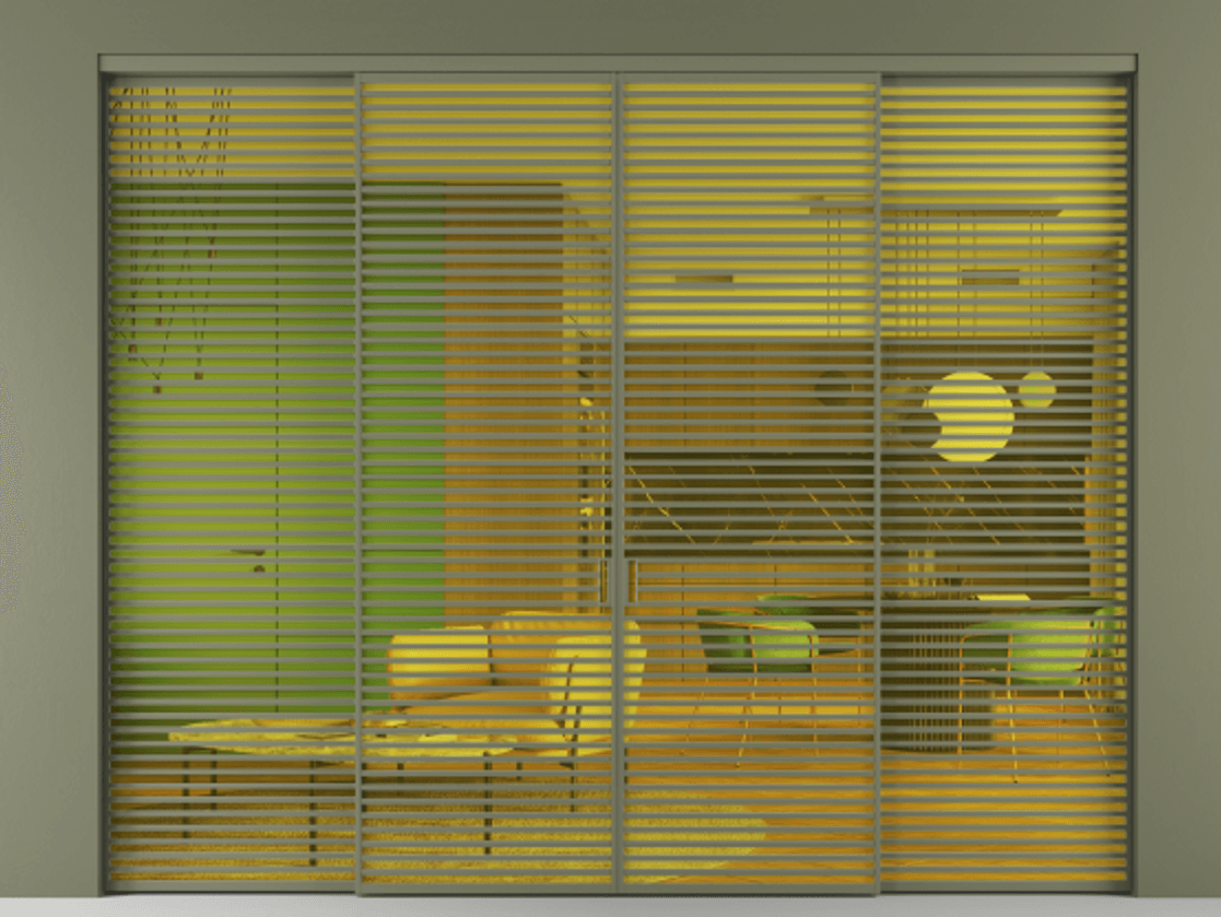 Перегородка Formato внутри проёма 4 створки АЛПР 040.07 Алюминий оливковый тёмный Прозрачное жёлтое стекло, триплекс Цена 947450 сом  | Volhovec