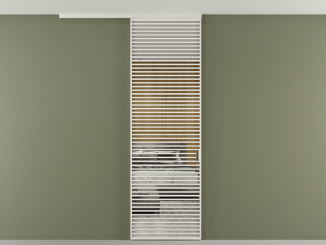 Перегородка Формато вдоль стены на потолок 1 створка АЛПР 040.07 Алюминий Белый Двустороннее зеркало, триплекс , триплекс 6 мм Цена 247750 сом | Volhovec