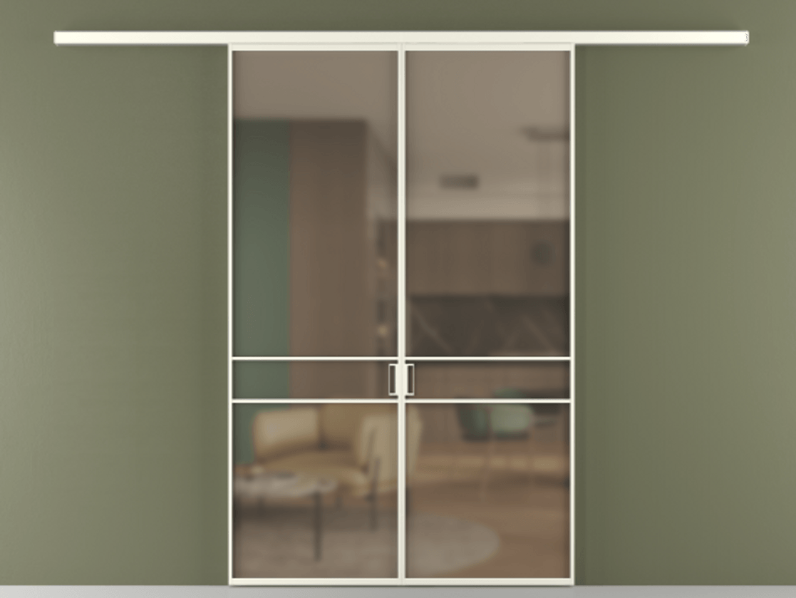 Перегородка Формато вдоль стены 2 створки АЛПР 040.02 Алюминий жемчужный Сатинированное бронзовое стекло, триплекс Цена 284580 сом | Volhovec