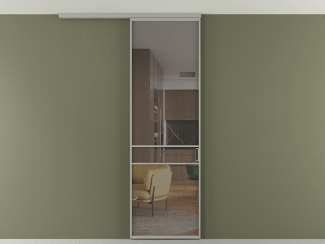 Перегородка Formato вдоль стены на потолок 1 створка АЛПР 040.02 Алюминий нейтральный серый Прозрачное серое стекло, триплекс Цена 141030 сом | Volhovec