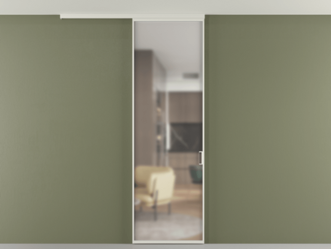 Перегородка Formato вдоль стены на потолок 1 створка АЛПР 040.01 Алюминий Белый Сатинированное стекло "Matelux Crystal Vision", калёное, матовое, каленое 6 мм Цена 167630 сом | Volhovec