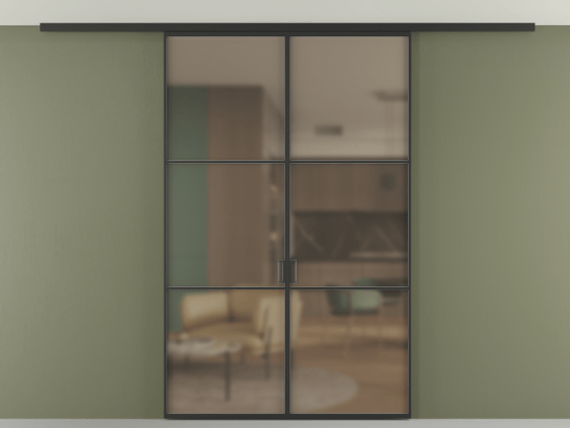 Перегородка Formato вдоль стены на потолок двустворчатая #VENDORCODE# #FURNISH# #GLASS# Цена #PRICE# #CURRENCY# | Volhovec