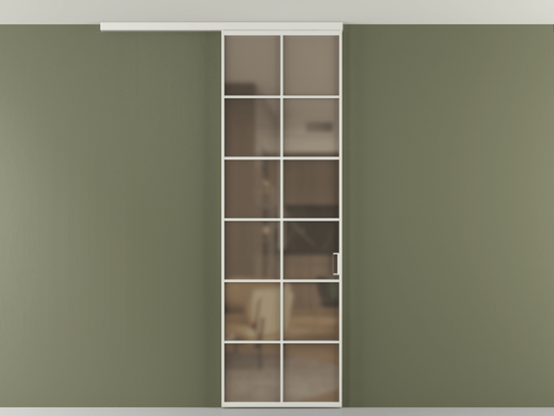 Перегородка Формато вдоль стены на потолок 1 створка АЛПР 040.05 Алюминий серый Сатинированное бронзовое стекло, триплекс Цена 157030 сом | Volhovec