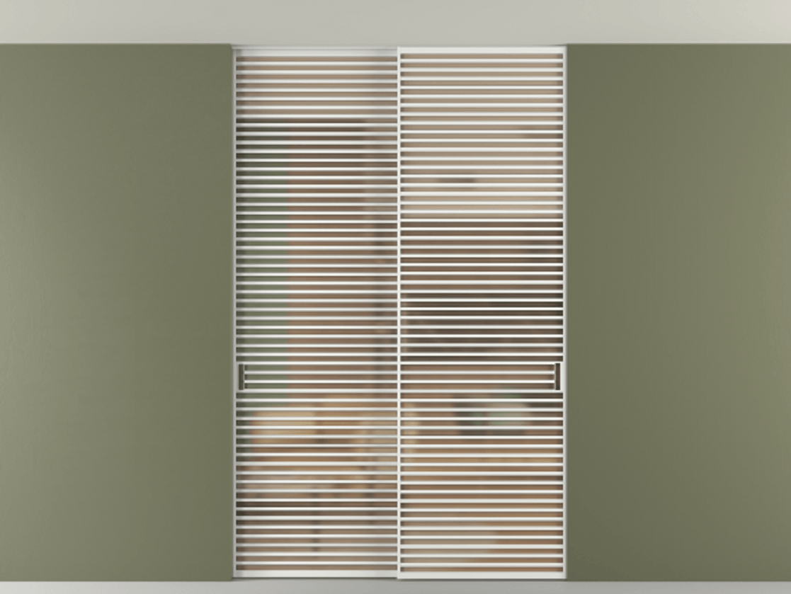 Перегородка Формато внутри проёма скрытое крепление в потолок 2 створки АЛПР 040.07 Алюминий белоснежный Сатинированное оранжевое стекло, триплекс Цена 596840 сом | Volhovec