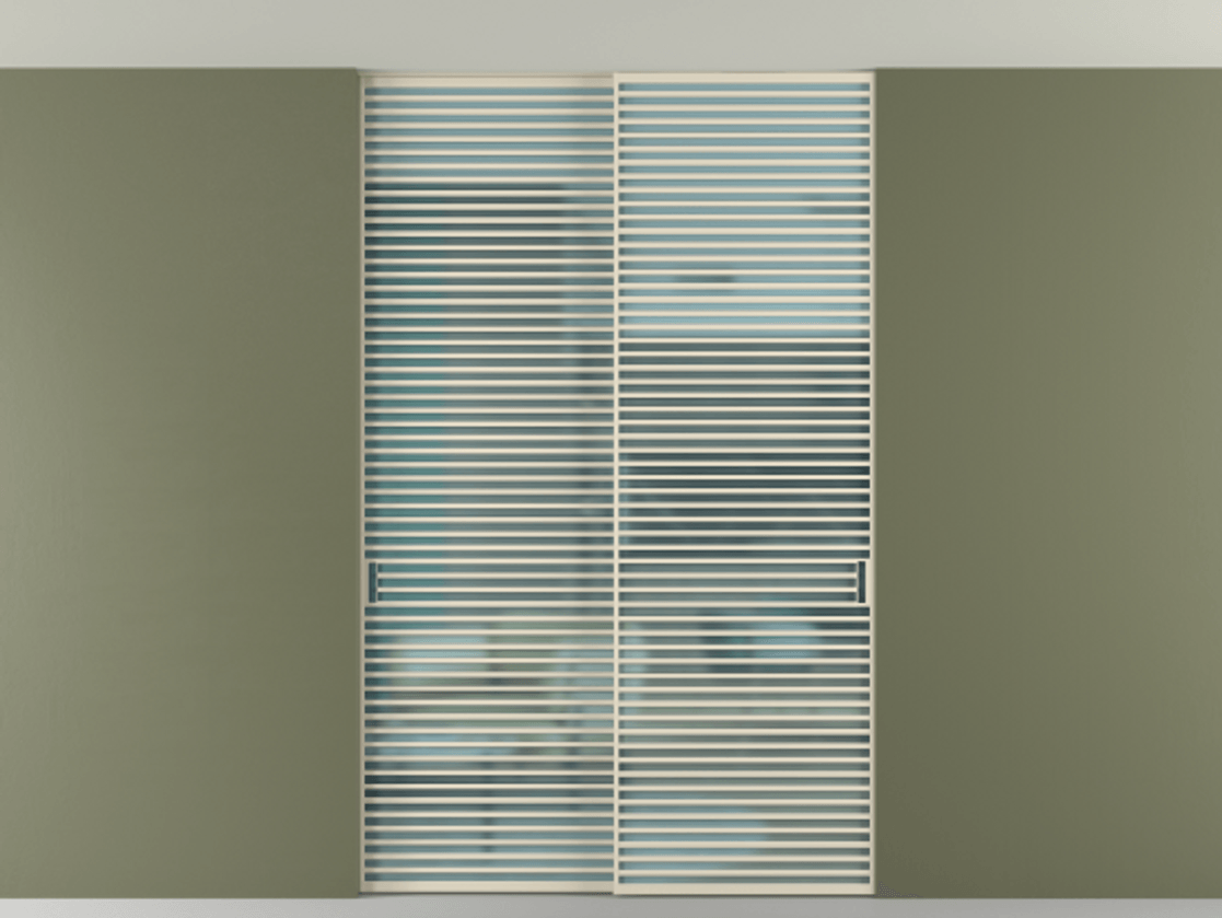 Перегородка Формато внутри проёма скрытое крепление в потолок 2 створки АЛПР 040.07 Алюминий бежево-серый Сатинированное голубое стекло, триплекс Цена 596840 сом | Volhovec