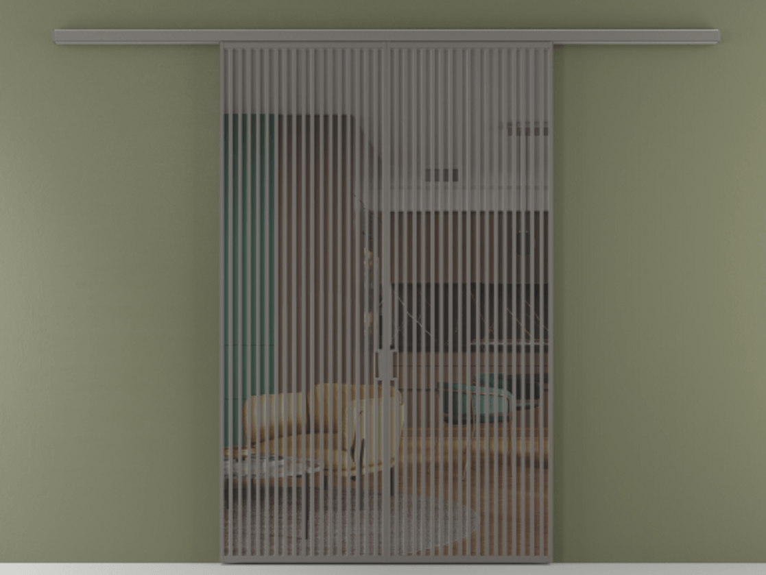 Перегородка Формато вдоль стены 2 створки АЛПР 040.06 Алюминий классический серый Прозрачное серое стекло, триплекс Цена 498610 сом | Volhovec