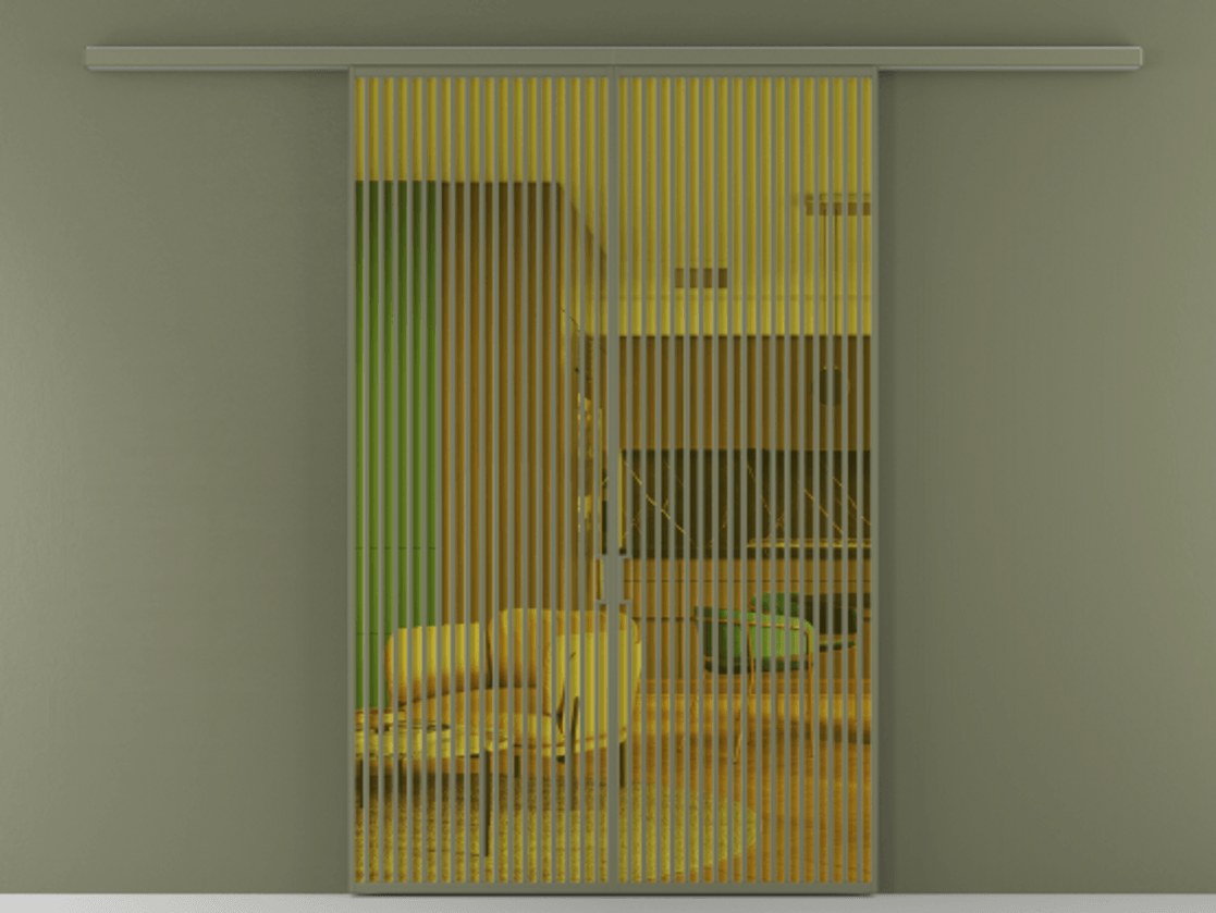 Перегородка Formato вдоль стены 2 створки АЛПР 040.06 Алюминий оливковый тёмный Прозрачное жёлтое стекло, триплекс Цена 73031280 so'm | Volhovec