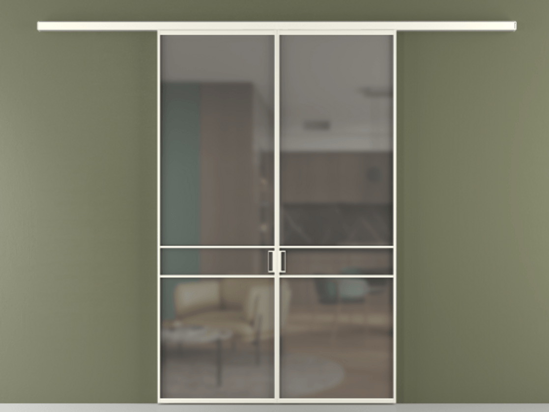 Перегородка Formato вдоль стены 2 створки АЛПР 040.02 Алюминий жемчужный Сатинированное серое стекло, триплекс Цена 339250 сом | Volhovec