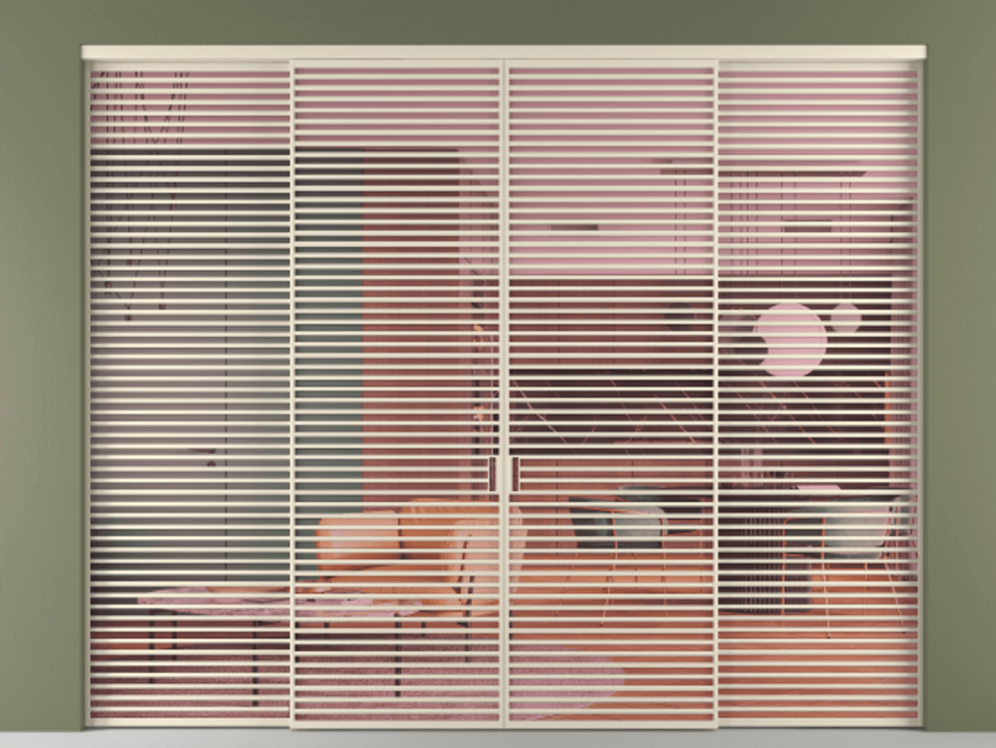 Перегородка Formato внутри проёма 4 створки АЛПР 040.07 Алюминий бежево-серый Прозрачное розовое стекло, триплекс Цена 947450 сом  | Volhovec