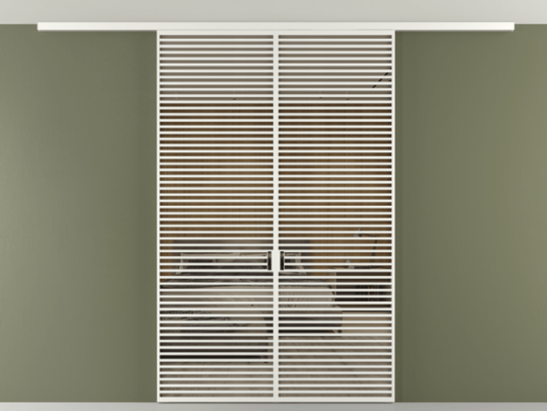 Перегородка Формато вдоль стены на потолок 2 створки АЛПР 040.07 Алюминий светло-серый Рефлективное бронзовое стекло "Стопсол", калёное Цена 669060 сом | Volhovec