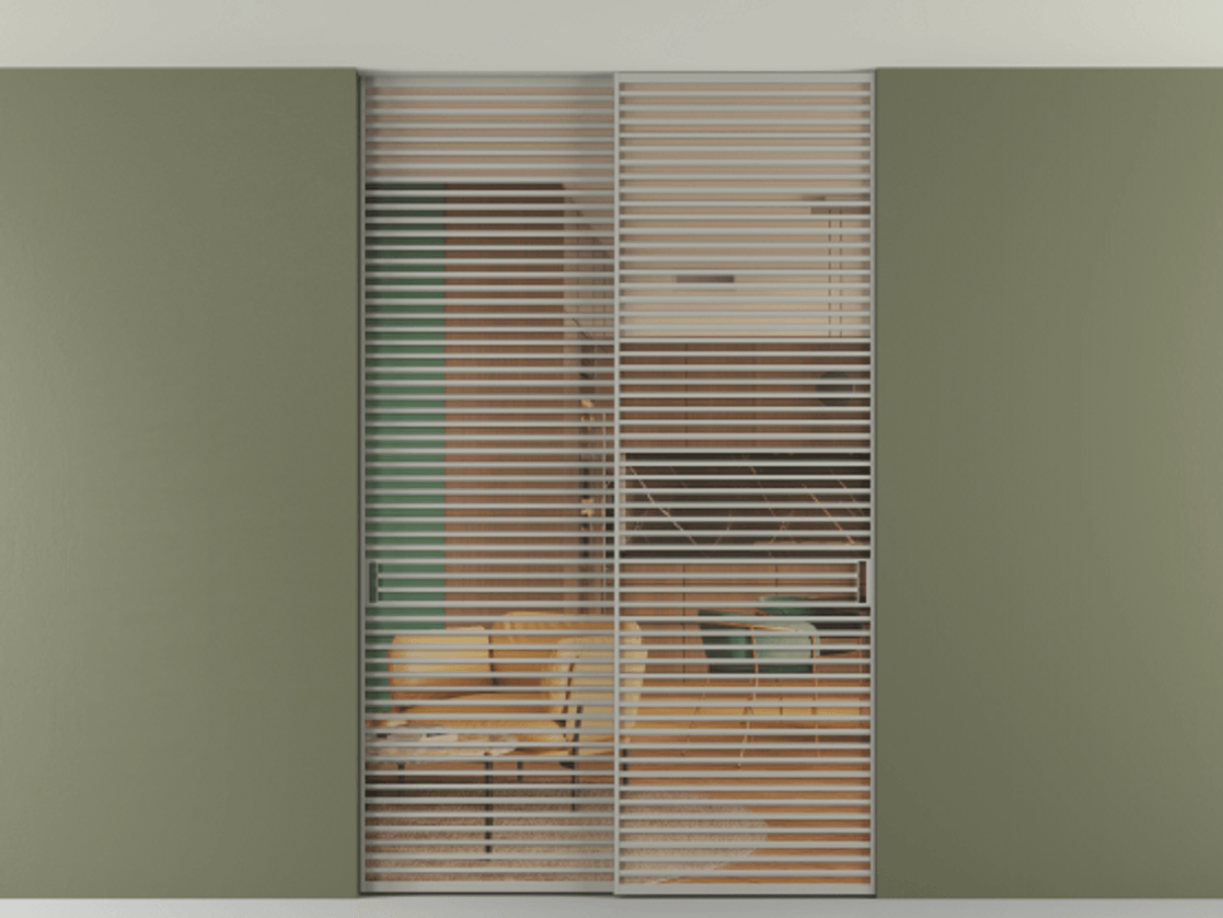 Перегородка Formato внутри проёма скрытое крепление в потолок 2 створки АЛПР 040.07 Алюминий нейтральный серый Прозрачное оранжевое стекло, триплекс Цена 596840 сом | Volhovec