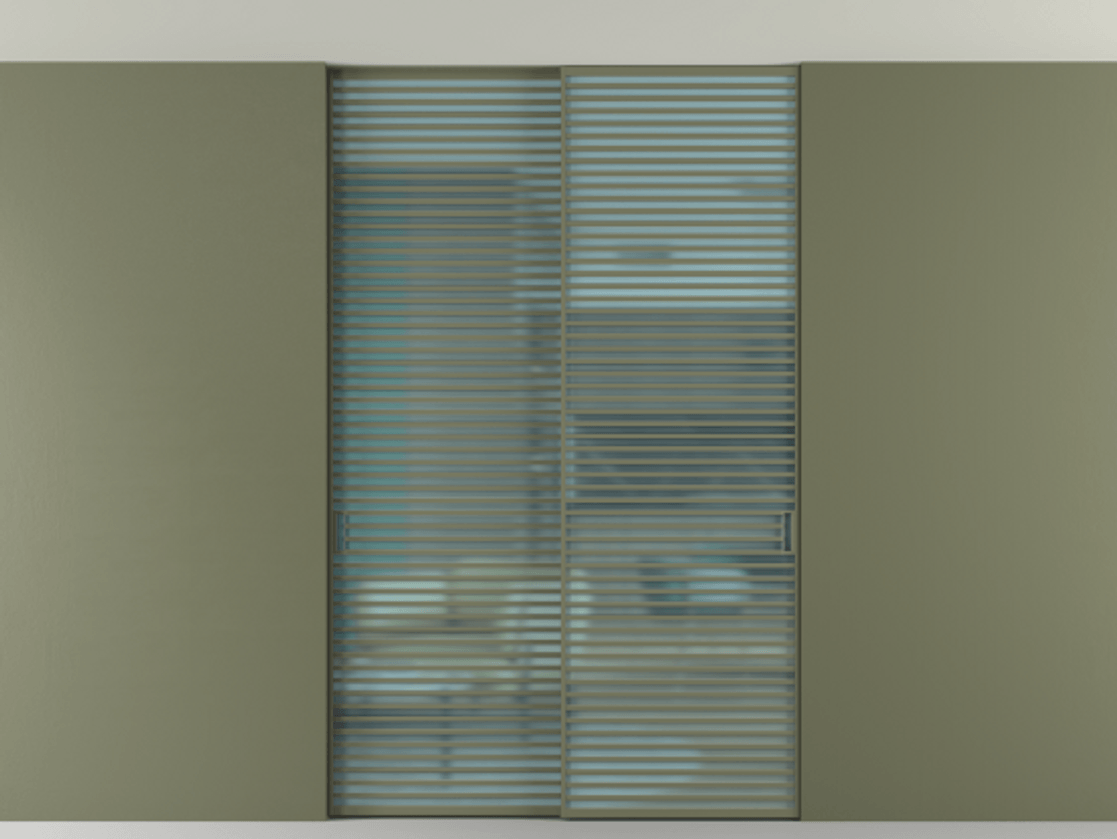 Перегородка Formato внутри проёма скрытое крепление в потолок 2 створки АЛПР 040.07 Алюминий оливковый тёмный Сатинированное голубое стекло, триплекс Цена 624560 сом | Volhovec