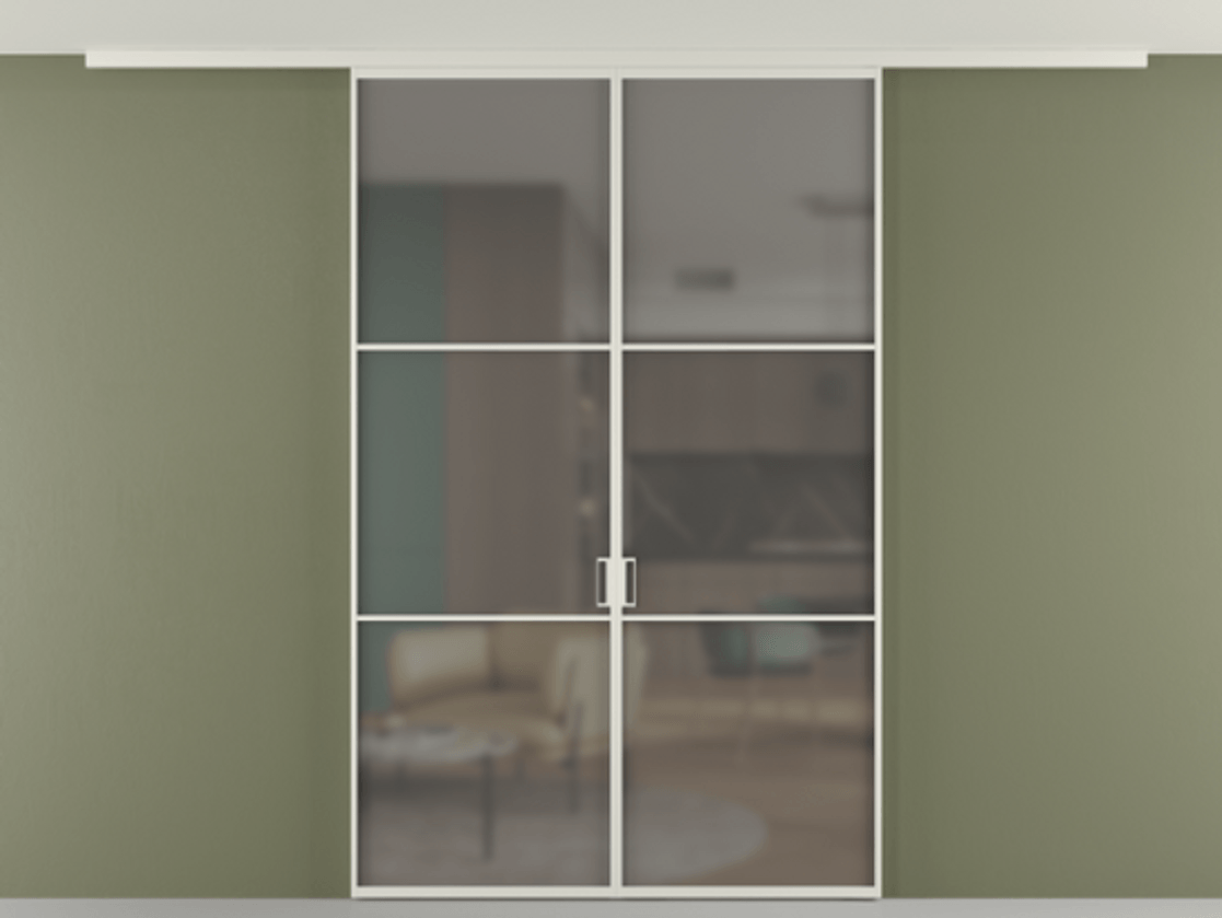 Перегородка Formato вдоль стены на потолок двустворчатая #VENDORCODE# #FURNISH# #GLASS# Цена #PRICE# #CURRENCY# | Volhovec