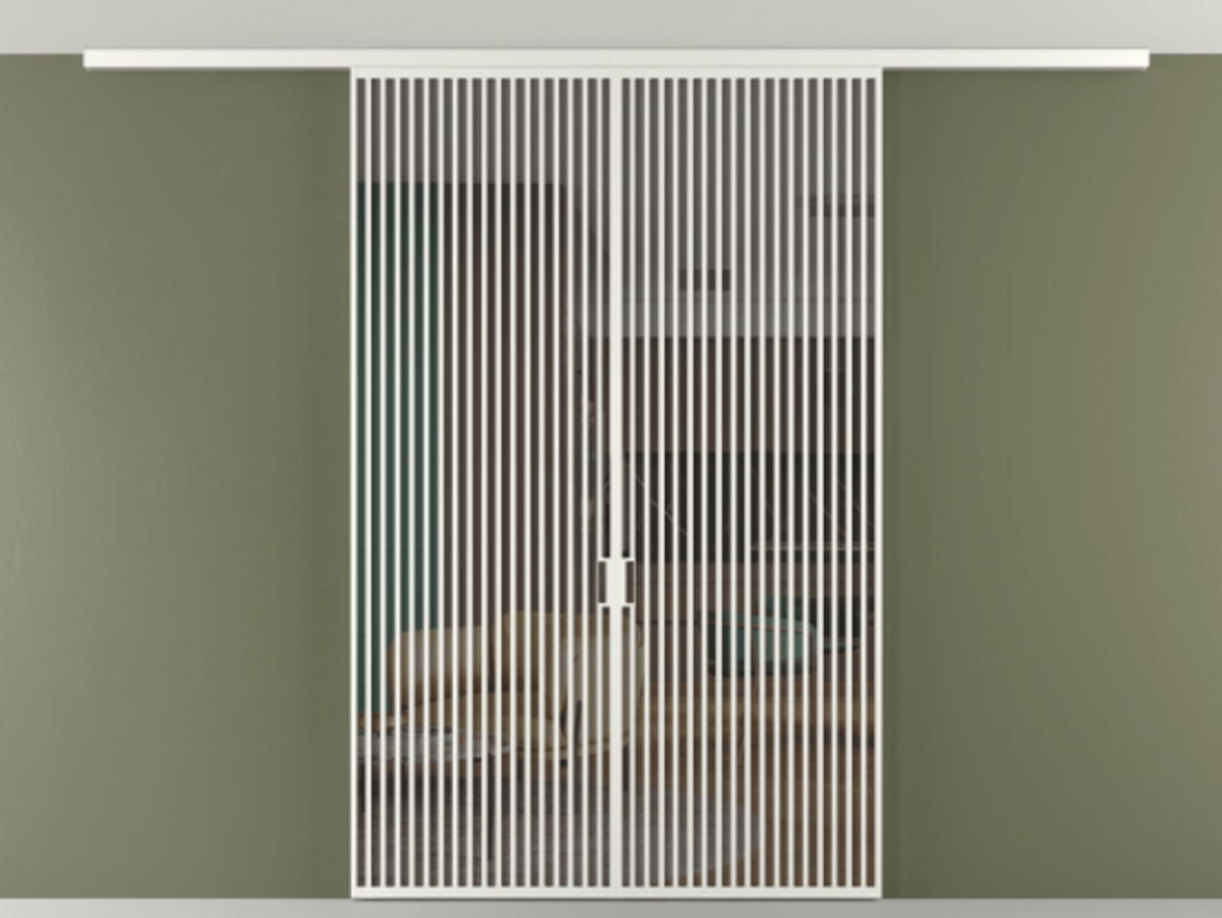 Перегородка Формато вдоль стены на потолок 2 створки АЛПР 040.06 Алюминий светло-серый Прозрачное серое стекло, триплекс Цена 645770 сом | Volhovec