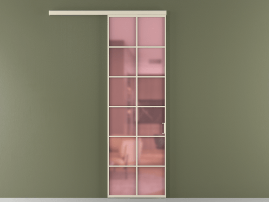 Перегородка Формато вдоль стены 1 створка АЛПР 040.05 Алюминий бежево-серый Сатинированное розовое стекло, триплекс Цена 163540 сом  | Volhovec