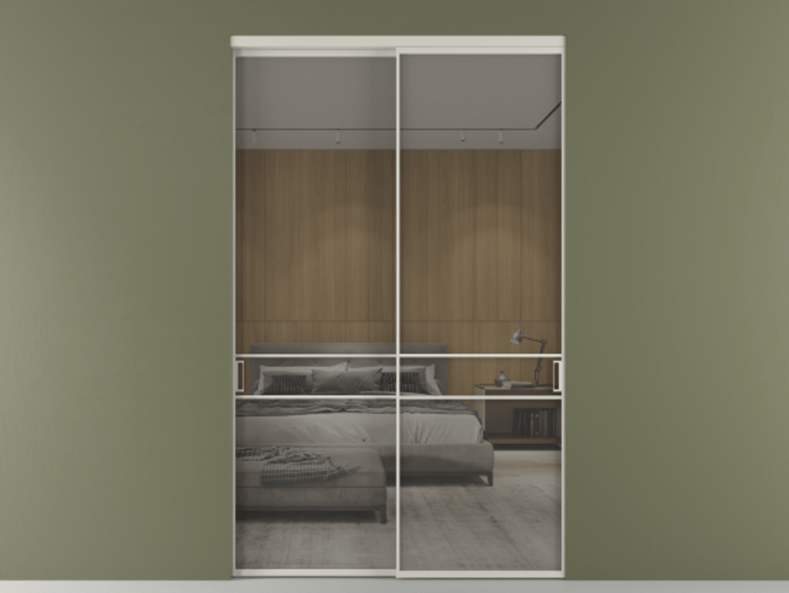 Перегородка Формато внутри проёма 2 створки АЛПР 040.02 Алюминий тёплый серый Рефлективное серое стекло "Стопсол", калёное Цена 696400 сом  | Volhovec