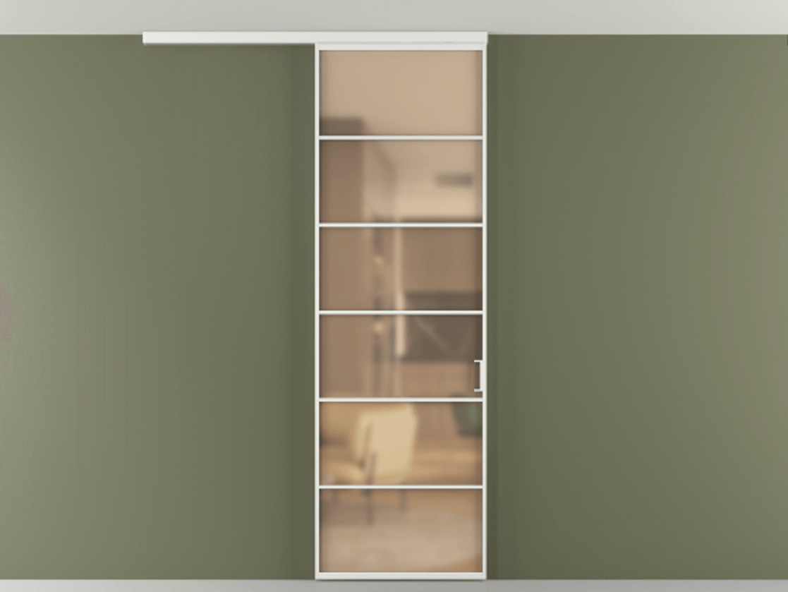 Перегородка Формато вдоль стены на потолок 1 створка АЛПР 040.04 Алюминий белоснежный Сатинированное оранжевое стекло, триплекс Цена 103293 ₽ | Volhovec