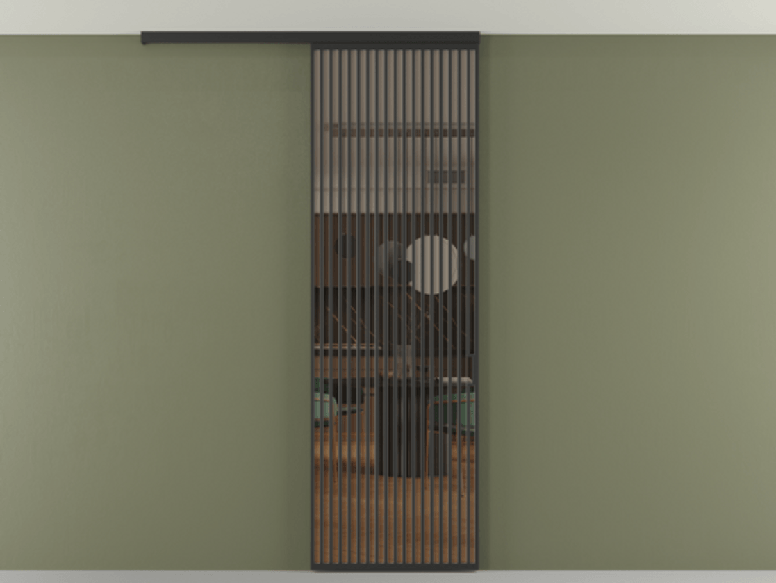 Перегородка Формато вдоль стены на потолок 1 створка АЛПР 040.06 Алюминий Черный Прозрачное бронзовое стекло, триплекс Цена 247750 сом | Volhovec