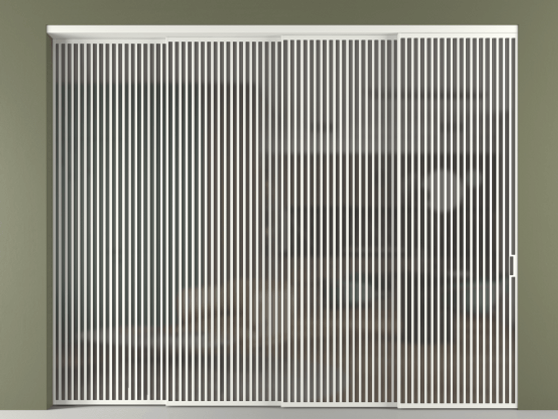 Перегородка Формато внутри проёма 4 створки с синхронным механизмом АЛПР 040.06 Алюминий светло-серый Сатинированное серое стекло, триплекс Цена 1131780 сом | Volhovec