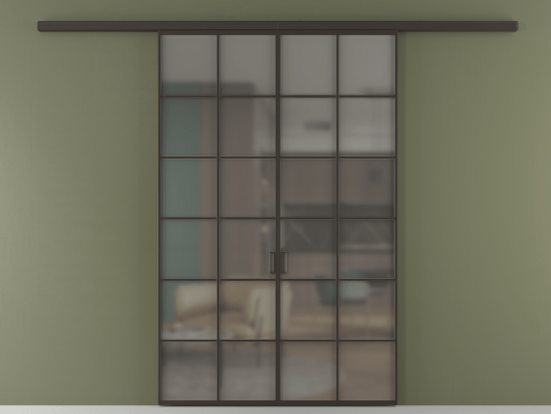 Перегородка Formato вдоль стены 2 створки АЛПР 040.05 Алюминий антрацит Сатинированное серое стекло, триплекс Цена 361960 сом | Volhovec