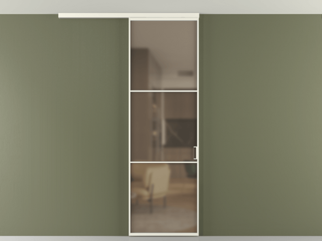 Перегородка Формато вдоль стены на потолок 1 створка АЛПР 040.03 Алюминий жемчужный Сатинированное бронзовое стекло, триплекс Цена 147040 сом | Volhovec